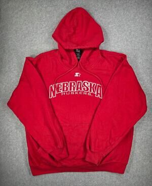 Vintage Team Starter Nebraska Huskers Pullover Hoodie Red L Large NCAA cozy fall